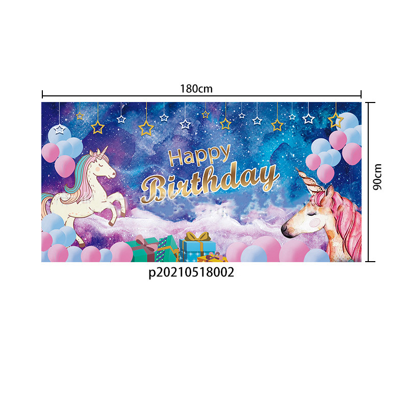 Daudz laimes dzimšanas dienas ballītes fona reklāmkarogs Vienradzis dzimšanas dienas ballītes pasākums Atmosfēras dekorēšanas piederumi Fotoattēlu fona auduma bērnu duša