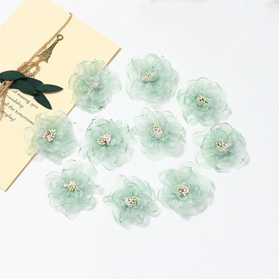 10 DB sifon műhaj virágok ruházat készítés hajkiegészítők csokor esküvői partihoz, kézműves otthoni barkács dekorációhoz