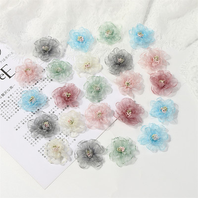 10 DB sifon műhaj virágok ruházat készítés hajkiegészítők csokor esküvői partihoz, kézműves otthoni barkács dekorációhoz