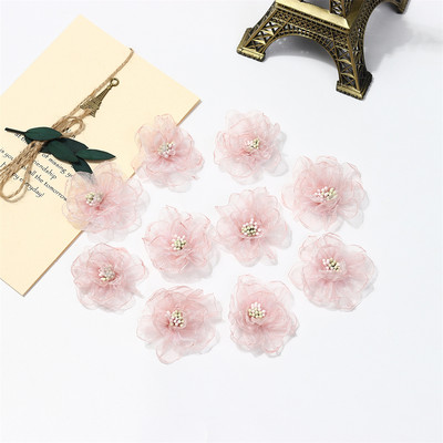 10 DB sifon műhaj virágok ruházat készítés hajkiegészítők csokor esküvői partihoz, kézműves otthoni barkács dekorációhoz