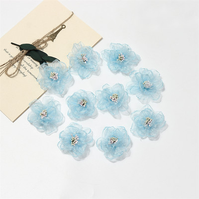 10 DB sifon műhaj virágok ruházat készítés hajkiegészítők csokor esküvői partihoz, kézműves otthoni barkács dekorációhoz