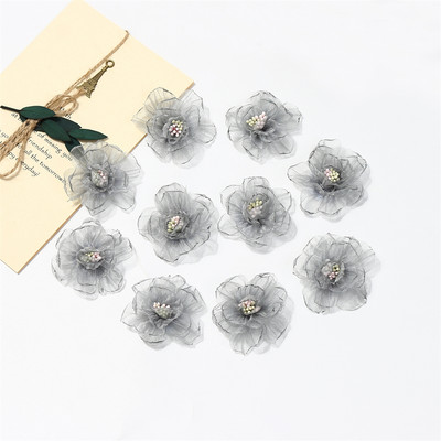 10 DB sifon műhaj virágok ruházat készítés hajkiegészítők csokor esküvői partihoz, kézműves otthoni barkács dekorációhoz