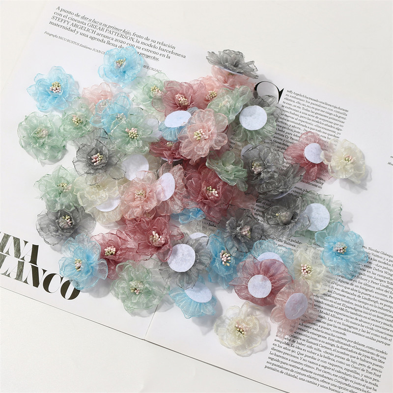 10 DB sifon műhaj virágok ruházat készítés hajkiegészítők csokor esküvői partihoz, kézműves otthoni barkács dekorációhoz