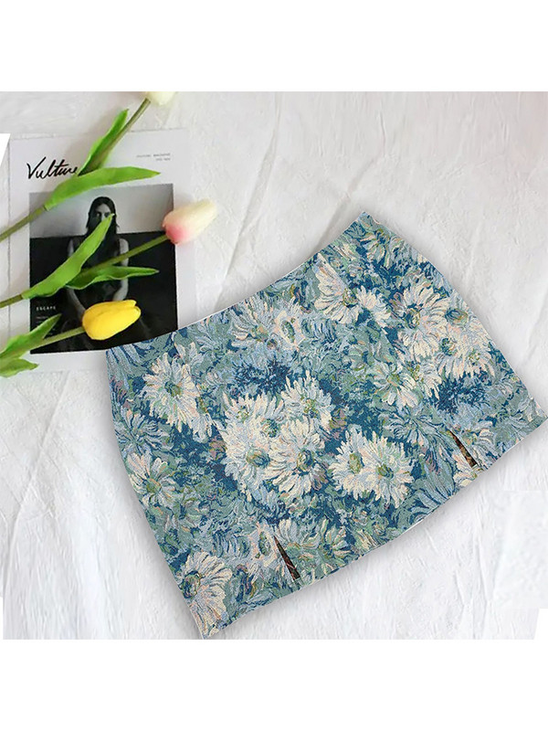 ZJFZML ZZ Liela izmēra divdaļīgie svārku komplekti sievietēm ar dziļu V kakla izgriezumu, garām piedurknēm, apgrieztiem topi un ar ziedu apdruku ar augstu vidukli