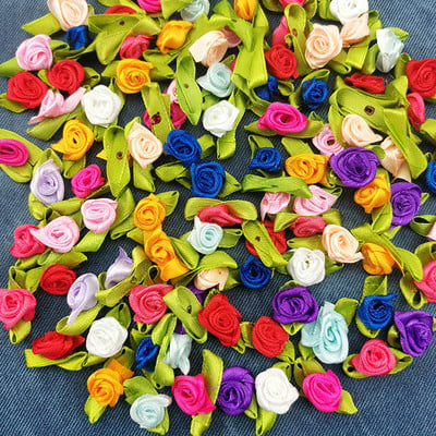 100 tk Satiinist vibu-sõlme minivärviline rosett koduse pulmapeo jaoks. Paelaga rõivaste kaunistus scrapbooking DIY käsitöötarbed