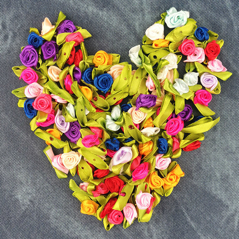 100 vnt. Satininis lankelis-mazgas, mini spalvinga rozetė namų vestuvių vakarėliui, juostele, drabužių dekoravimui, iškarpų knygelėms, pasidaryk pats