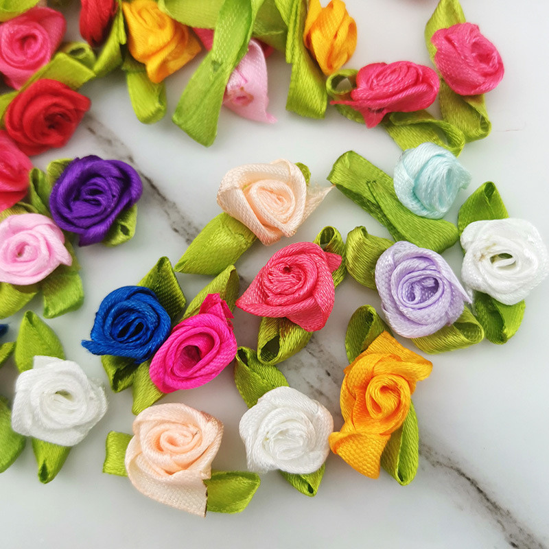 100 vnt. Satininis lankelis-mazgas, mini spalvinga rozetė namų vestuvių vakarėliui, juostele, drabužių dekoravimui, iškarpų knygelėms, pasidaryk pats
