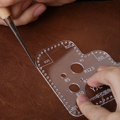 1Pcs Leather Craft Acrylic Perspex Cutting Circle Corner Stitching Stencil Template