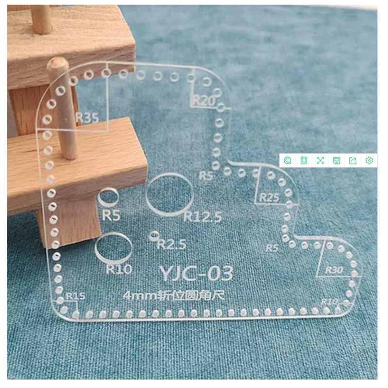 1 vnt. odinis amatų akrilo „Perspex“ pjovimo apskritimo kampo susiuvimo trafareto šablonas