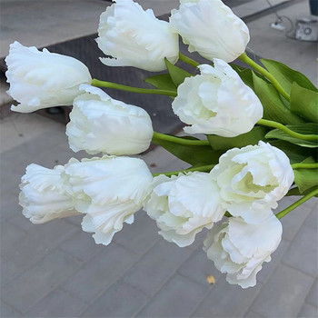 Големи бели лалета Копринени изкуствени цветя декор за дома Декорация за сватбено тържество flores artificiales Подпори за фотография