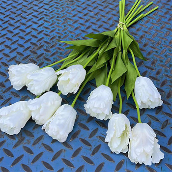 Μεγάλες λευκές τουλίπες Μεταξωτά τεχνητά λουλούδια διακόσμηση σπιτιού Διακόσμηση γαμήλιου πάρτι flores artificiales φωτογραφικά στηρίγματα