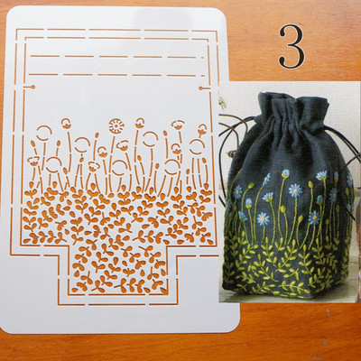 DIY komplekta kabatas veidne ar ziedu izšūšanas raksta zīmēšanas izšūšanas trafaretu