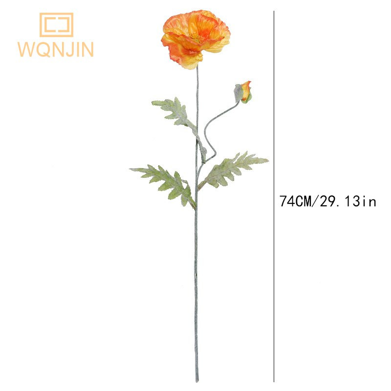 74 cm garš 2 galvu mākslīgo ziedu pušķis Mājas dekors Mākslīgo magoņu viltus zieds DIY ar rokām darināts amatniecības dāvanu kāzu dekors