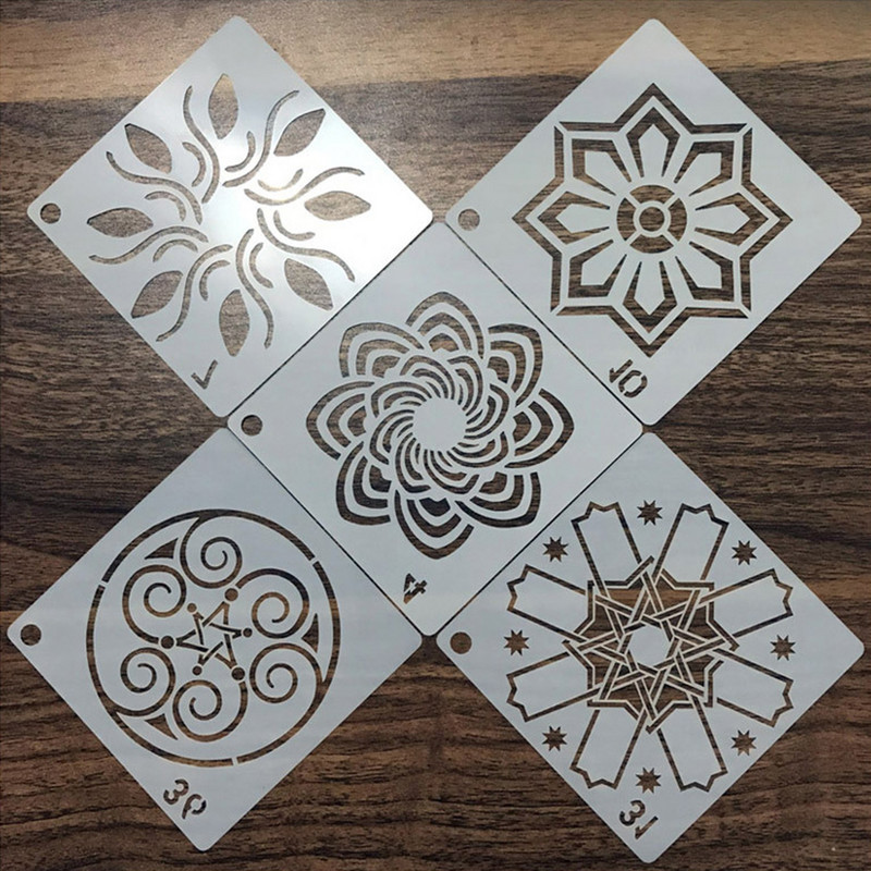 Trafaretai Mandalų tapyba Šablonai Šablonai Trafaretai Sienų Rinkinys Piešimas Gėlių planuotojas Taškas Darvingo pjaustymo įrankiai Baldai Atostogos