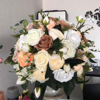 Λευκό τριαντάφυλλο τεχνητά λουλούδια Μεταξωτό μπουκέτο Μεγάλο τριαντάφυλλο υψηλής ποιότητας για διακόσμηση γάμου Ψεύτικα λουλούδια Κόκκινα για διακόσμηση τραπεζιού σπιτιού