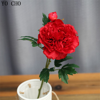 YO CHO Φθινοπωρινή διακόσμηση παιώνιας Λουλούδι Μεταξωτό Τεχνητό Μπουκέτο Παιώνιας Γαμήλιο Σπίτι Φεστιβάλ Διακόσμηση DIY Χριστουγεννιάτικο τριαντάφυλλο γιρλάντα