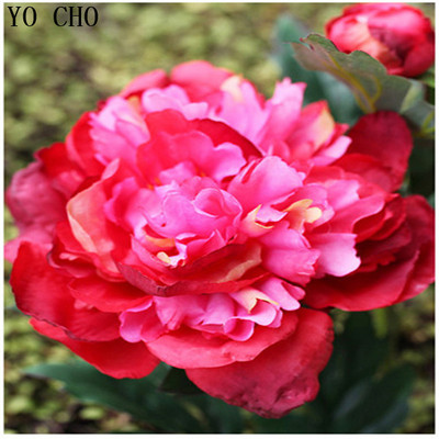 YO CHO Őszi bazsarózsa dekoráció Virág Selyem Mesterséges Bazsarózsa csokor Esküvői Otthoni Party Fesztivál dekoráció Barkácsolás Karácsonyi Garland Rose