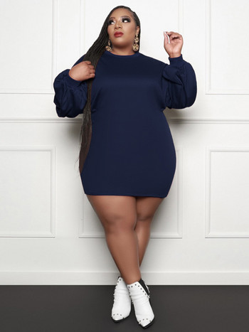 ZJFZML ZZ Plus Size Bodycon T-shirt Κοντά Φορέματα Γυναικεία Φεστιβάλ Ρούχα 2022 Casual Crewneck Μακρυμάνικο Κλαμπ Φόρεμα