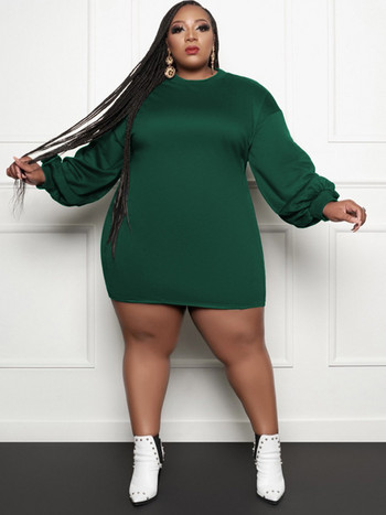 ZJFZML ZZ Plus Size Bodycon T-shirt Κοντά Φορέματα Γυναικεία Φεστιβάλ Ρούχα 2022 Casual Crewneck Μακρυμάνικο Κλαμπ Φόρεμα