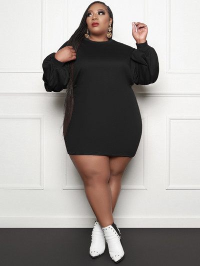 ZJFZML ZZ Liela izmēra Bodycon T-krekls Īsas kleitas Sieviešu Festivāla apģērbs 2022 Ikdienas Crewneck Kluba kleita ar garām piedurknēm