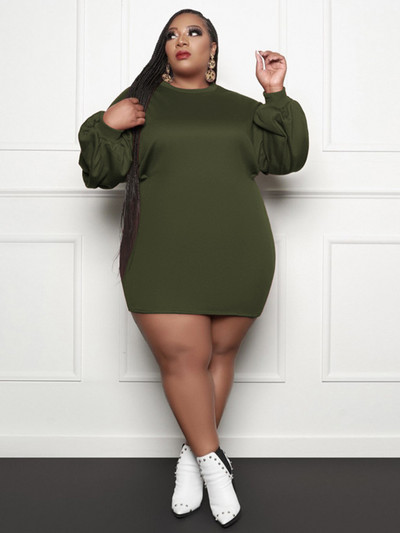 ZJFZML ZZ Liela izmēra Bodycon T-krekls Īsas kleitas Sieviešu Festivāla apģērbs 2022 Ikdienas Crewneck Kluba kleita ar garām piedurknēm