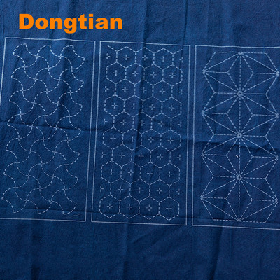 Iš anksto atspausdintas „Sashiko“ audinys su trimis klasikiniais raštais „Sashiko Sampler“ namų dekoravimas