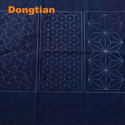 Iš anksto atspausdintas „Sashiko“ audinys su trimis klasikiniais raštais „Sashiko Sampler“ namų dekoravimas