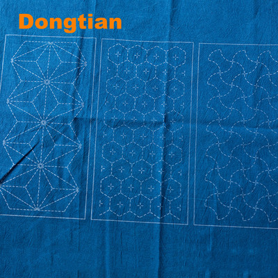 Iš anksto atspausdintas „Sashiko“ audinys su trimis klasikiniais raštais „Sashiko Sampler“ namų dekoravimas