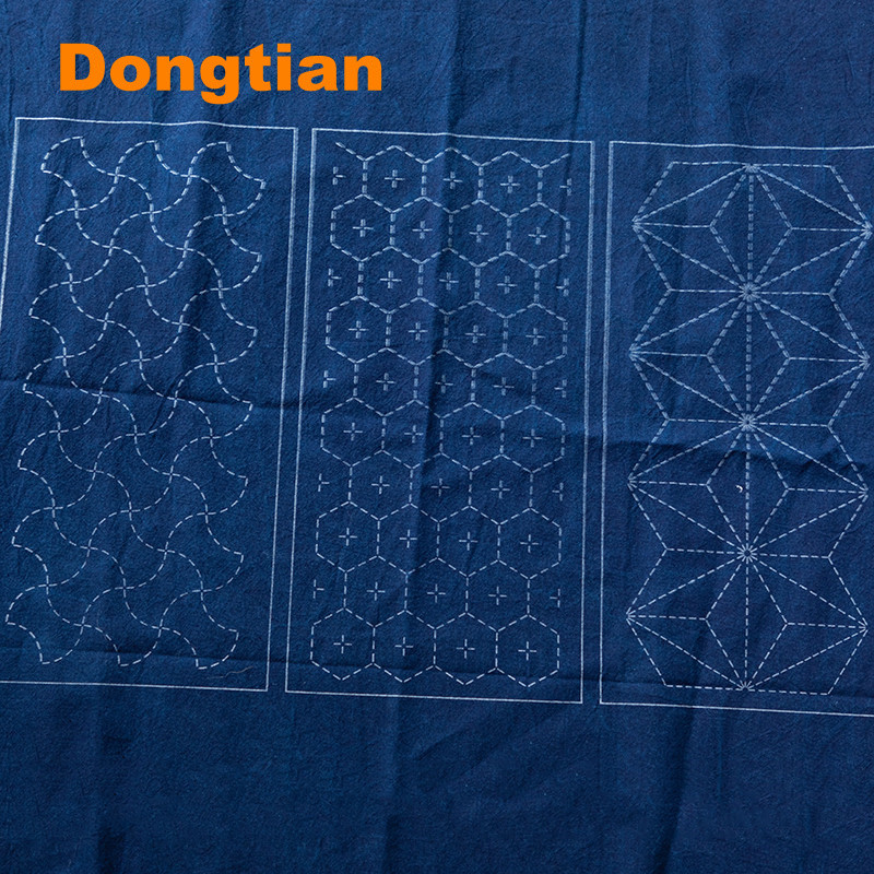 Iš anksto atspausdintas „Sashiko“ audinys su trimis klasikiniais raštais „Sashiko Sampler“ namų dekoravimas