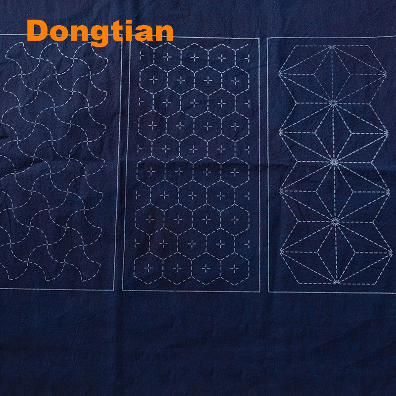 Iš anksto atspausdintas „Sashiko“ audinys su trimis klasikiniais raštais „Sashiko Sampler“ namų dekoravimas