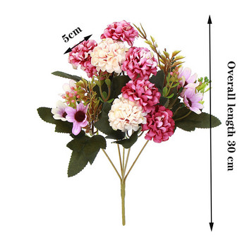 15 κεφάλια λουλουδιών τεχνητό λουλούδι ορτανσία τεχνητό λουλούδι λευκό τριαντάφυλλο παιωνία τεχνητό λουλούδι γάμου μικρή ανθοδέσμη τεχνητό λουλούδι
