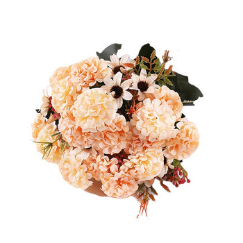 15 цветна глава изкуствена хортензия изкуствено цвете бяла роза божур изкуствено цвете сватба малък букет изкуствено цвете