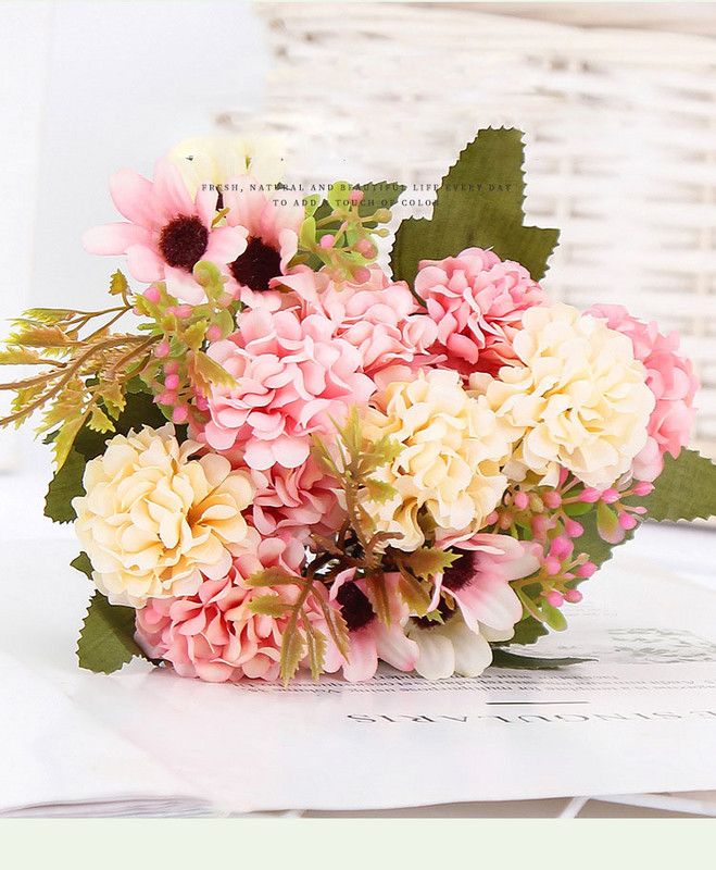 15 virág fej műhortenzia művirág fehér rózsa bazsarózsa művirág esküvői kis csokor művirág