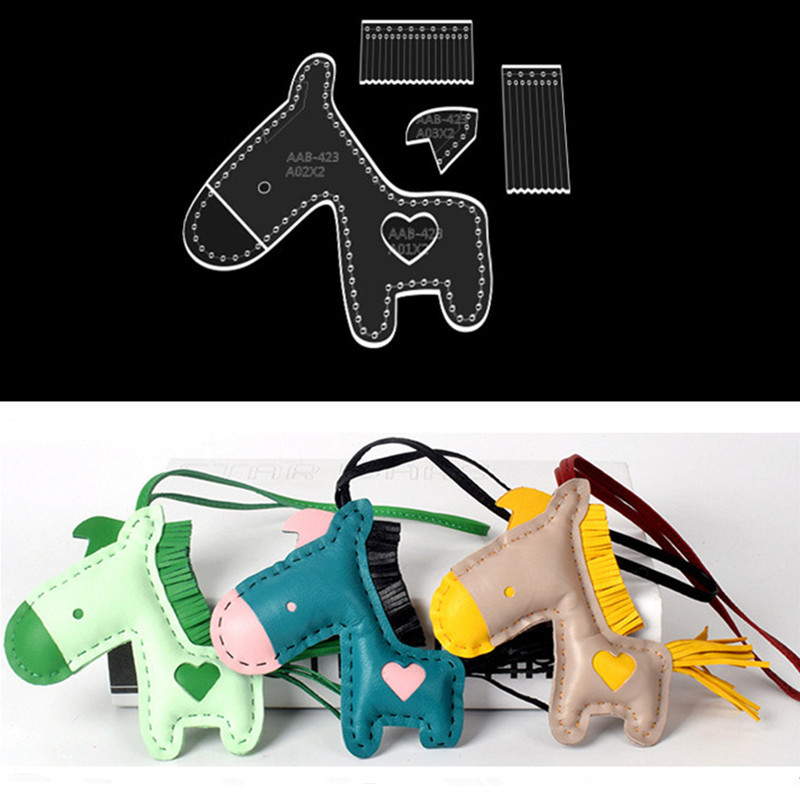 1 rinkinys animacinių filmų ponio raktų pakabuko pakabuko siuvimo raštas „pasidaryk pats“ rankų darbo odinis akrilas, patvarus šablonas 10 * 10 * 1 cm