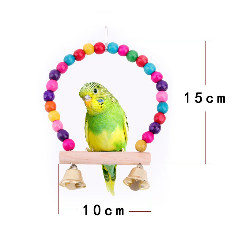 1Gb Koka Putnu Šūpoles Rotaļlieta Ar Piekārtiem Zvaniņiem Kakatieliem Papagailis Būris Piederumi Putnu Būris Papagailis Asaris Karājās Šūpoles