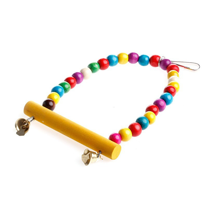 1Gb Koka Putnu Šūpoles Rotaļlieta Ar Piekārtiem Zvaniņiem Kakatieliem Papagailis Būris Piederumi Putnu Būris Papagailis Asaris Karājās Šūpoles