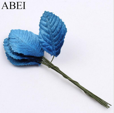 50db/tétel Minőségi bársony levél drótszárral művirág levelek csokor esküvői parti dekorációhoz barkács koszorú füzér