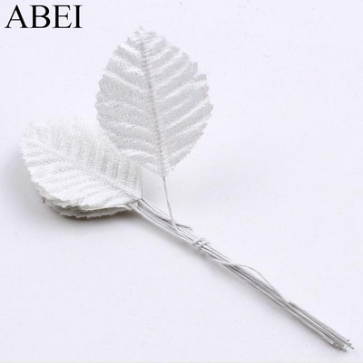 50db/tétel Minőségi bársony levél drótszárral művirág levelek csokor esküvői parti dekorációhoz barkács koszorú füzér