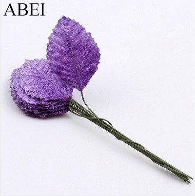 50db/tétel Minőségi bársony levél drótszárral művirág levelek csokor esküvői parti dekorációhoz barkács koszorú füzér