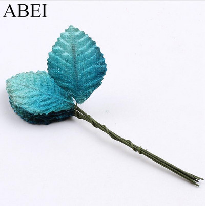 50db/tétel Minőségi bársony levél drótszárral művirág levelek csokor esküvői parti dekorációhoz barkács koszorú füzér