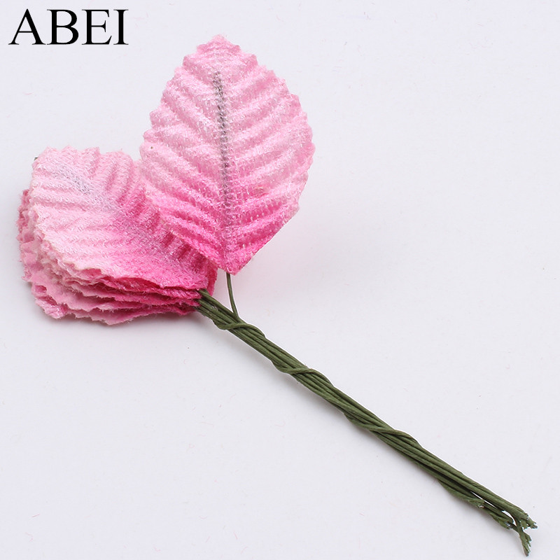 50db/tétel Minőségi bársony levél drótszárral művirág levelek csokor esküvői parti dekorációhoz barkács koszorú füzér