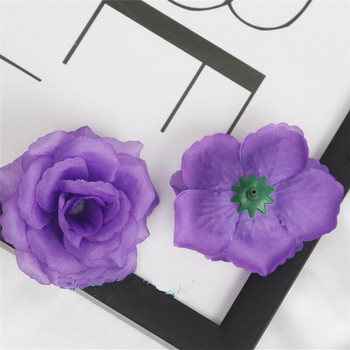 10τμχ 8cm Ασημένιο Τεχνητό τριαντάφυλλο Μεταξωτό Λουλούδι Διακοσμητικά Λουλούδια για Διακόσμηση Δεξιώσεων στο Σπίτι Γάμου
