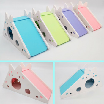 Bird Slide Toy Hamster Hideout House Αξεσουάρ κλουβιού παπαγάλου ινδικό χοιρίδιο Ξύλινη τσουλήθρα σπηλαίου με σκάλες Παιχνίδι για μικρά κατοικίδια