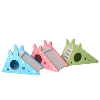 Bird Slide Toy Hamster Hideout House Αξεσουάρ κλουβιού παπαγάλου ινδικό χοιρίδιο Ξύλινη τσουλήθρα σπηλαίου με σκάλες Παιχνίδι για μικρά κατοικίδια