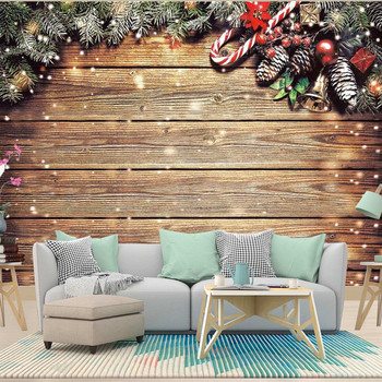 Χριστουγεννιάτικο σκηνικό φωτογραφίας 6 μεγεθών Snowflake Glitter Wood Wall Ύφασμα βινυλίου Φωτογραφία φόντου Στούντιο στο σπίτι Διακόσμηση πάρτι