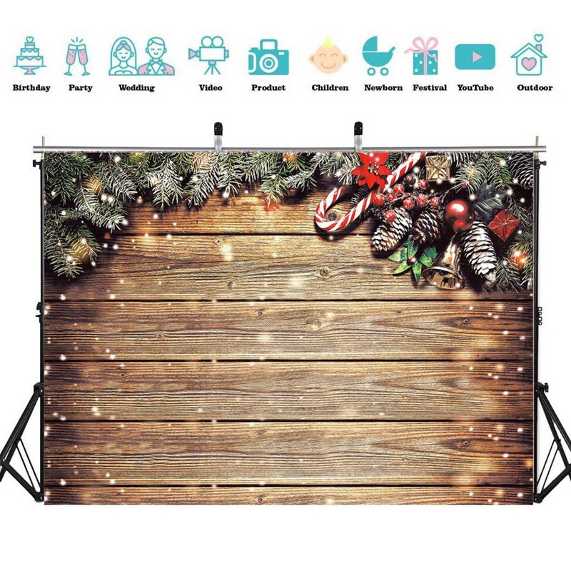 6 méretű karácsonyi fotózás Háttér Hópehely csillogó fa fal vinilszövet fotó háttér stúdió otthoni parti dekoráció kellékek