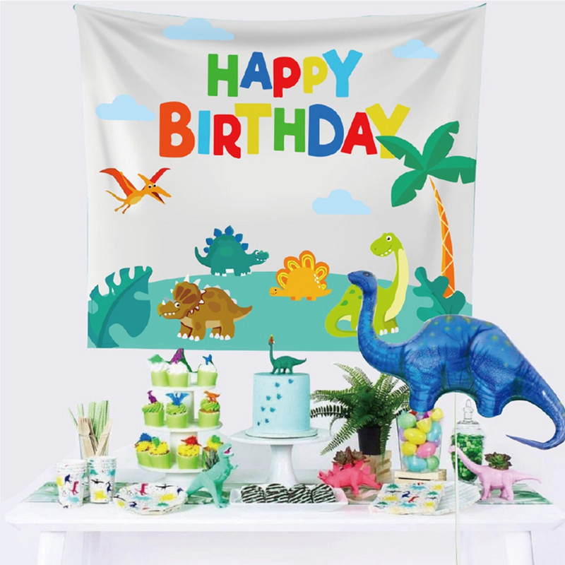 ins Baby Shower Jurassic Dinosaur Party Backgrounds Tyrannosaurus Plakāts Foto rekvizīti