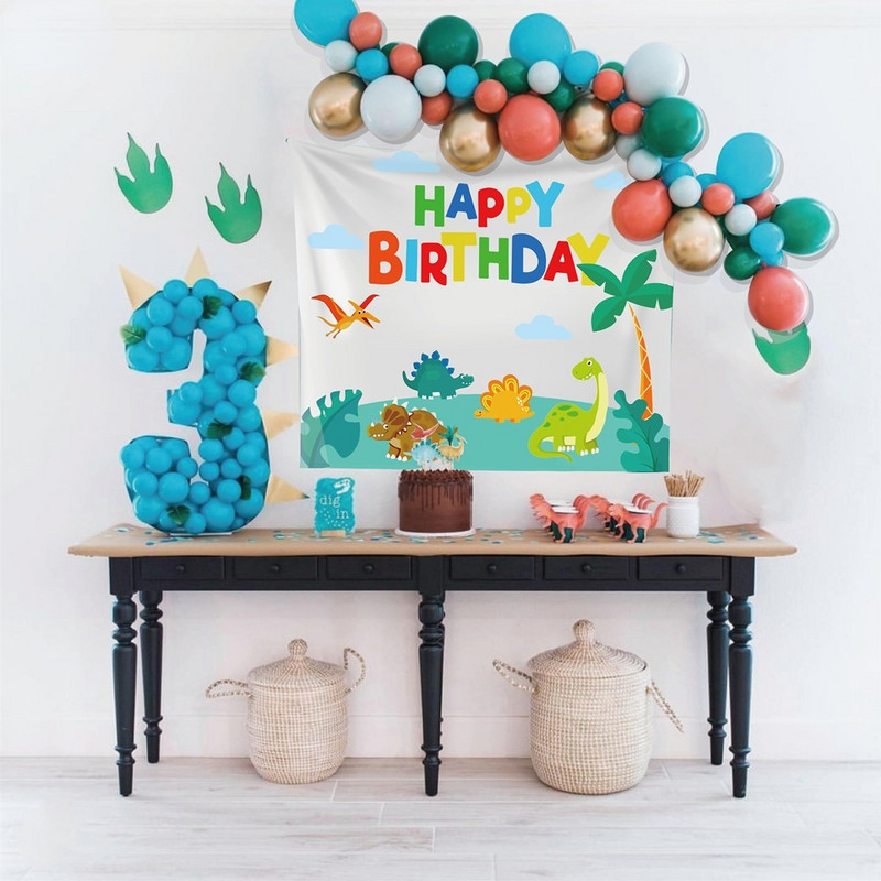 ins Baby Shower Jurassic Dinosaur Party Backgrounds Tyrannosaurus Plakāts Foto rekvizīti