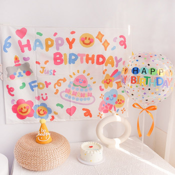 Ins Korean Style Happy Birthday Poser Graffiti Pattern Banner Baby Shower Supplies