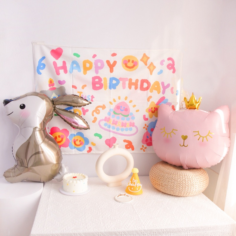 Ins korejiešu stila pozers daudz laimes dzimšanas dienā, grafiti raksta reklāmkarogs, bērnu dušas piederumi